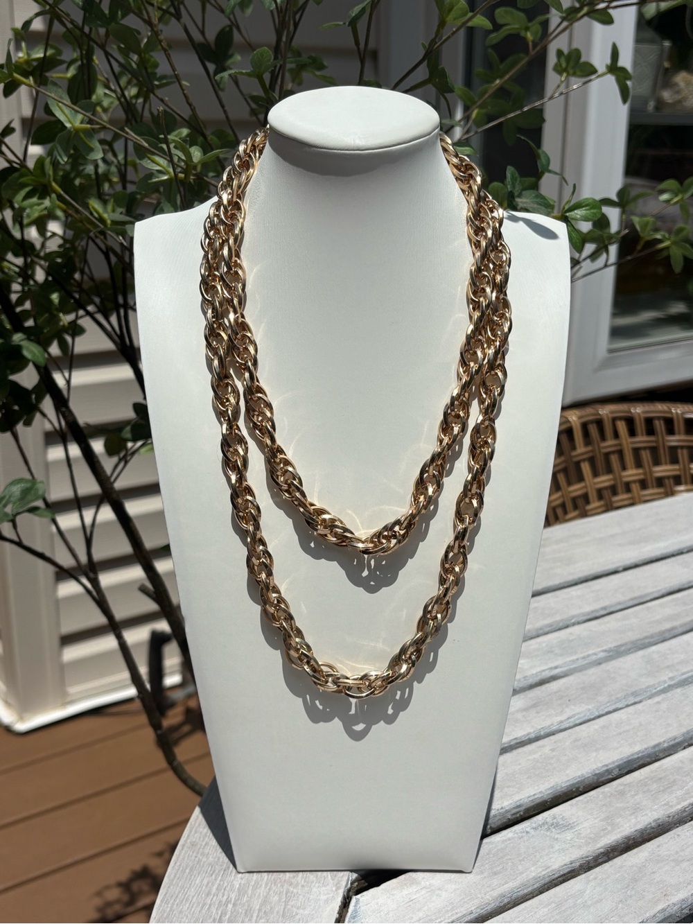 Gold Twisted Rope Chain Necklace